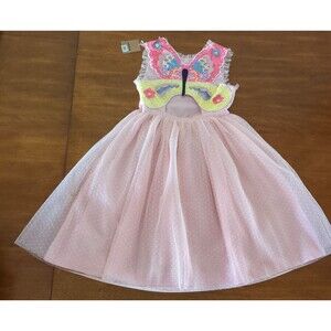 Mini Boden Girl Butterfly Appliqué Sleeveless Tulle Dress Ballet Pink 11/12 NWT